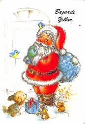 Simli Yılbaşı Noel Temalı Kartpostal KRT18123 - Gökçekoleksiyon