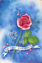 Simli Yılbaşı Temalı Kartpostal KRT20924 - Gökçekoleksiyon