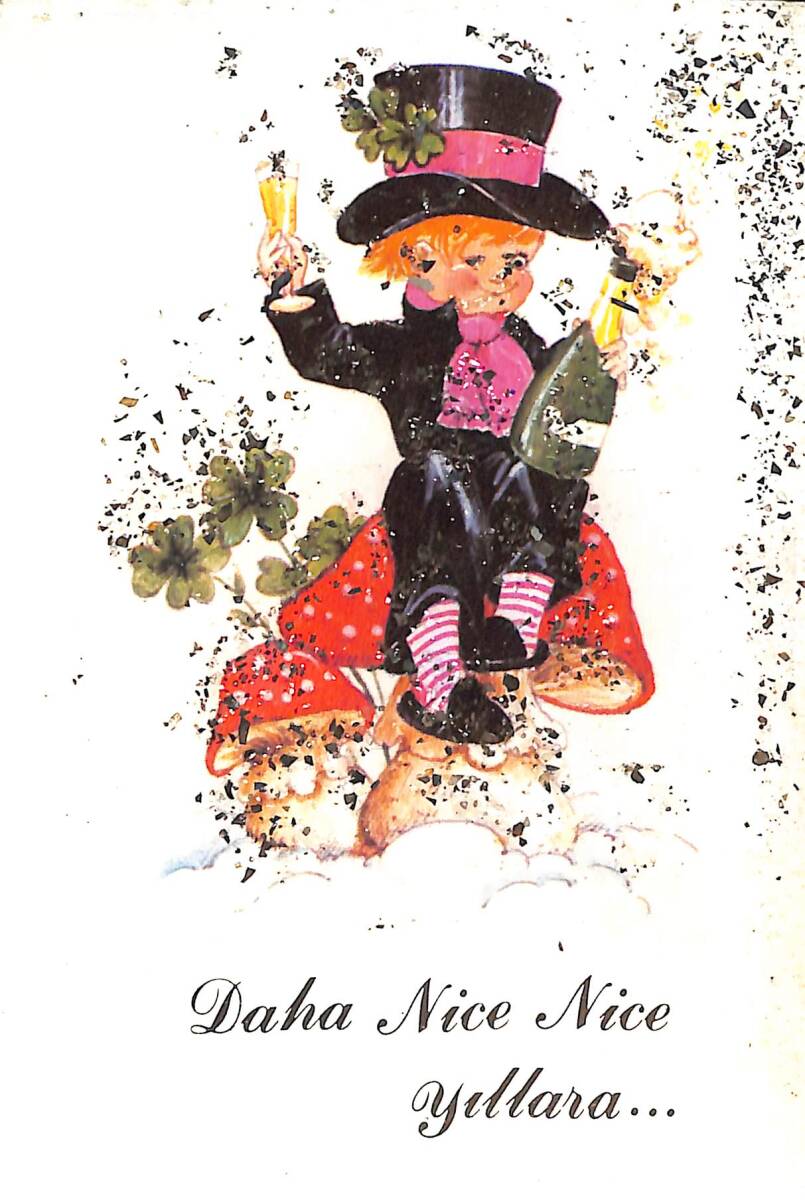 Simli Yılbaşı Temalı Kartpostal KRT20963 - 1