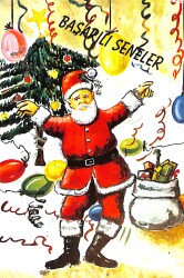 Simli Noel Baba Temalı Kartpostal KRT21005 - Gökçekoleksiyon