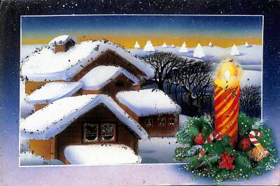 Simli Yılbaşı Ve Kış Kartpostal - 1970-1980s glittery postcard KRT17978 - 1