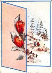 Simli Yılbaşı Ve Kış Kartpostal - 1970-1980s glittery postcard KRT17983 - Gökçekoleksiyon