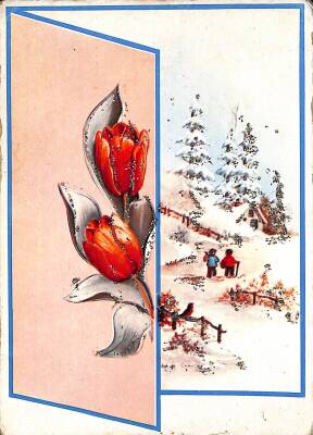 Simli Yılbaşı Ve Kış Kartpostal - 1970-1980s glittery postcard KRT17983 - 1
