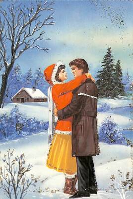 Simli Yılbaşı Yeni Yıl Kartpostal KRT18287 - 1