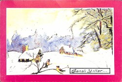 Simli Yılbaşı Yeni Yıl Kartpostal KRT18297 - Gökçekoleksiyon