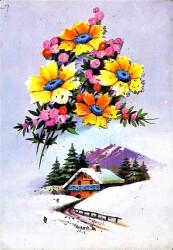 Simli Yılbaşı Yeni Yıl Kartpostal KRT18305 - Gökçekoleksiyon