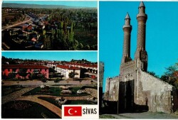 Sivas Hükümet Meydanı, Çifte Minare Kartpostal *Arkası Yazılı* KRT11535 - 1