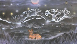 Siyah Simli Gece Ve Ceylan Temalı Kartpostal KRT17299 - Gökçekoleksiyon