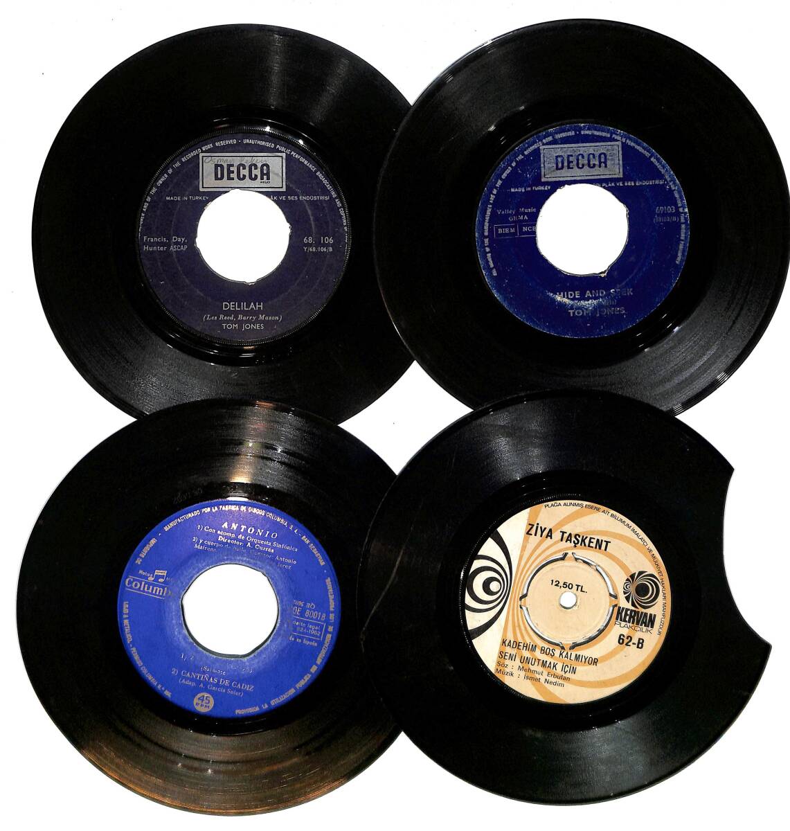 Eski Dönem Plak Lotu, Dekorluk Plak (Düşük Kondisyon - 4 Adet) PLK26599 - 1