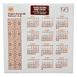 Söğüt Seramik Sanayi 1981 Yılı Takvimi İşlenmiş Seramik (15x15cm) AOB1291 - Gökçekoleksiyon