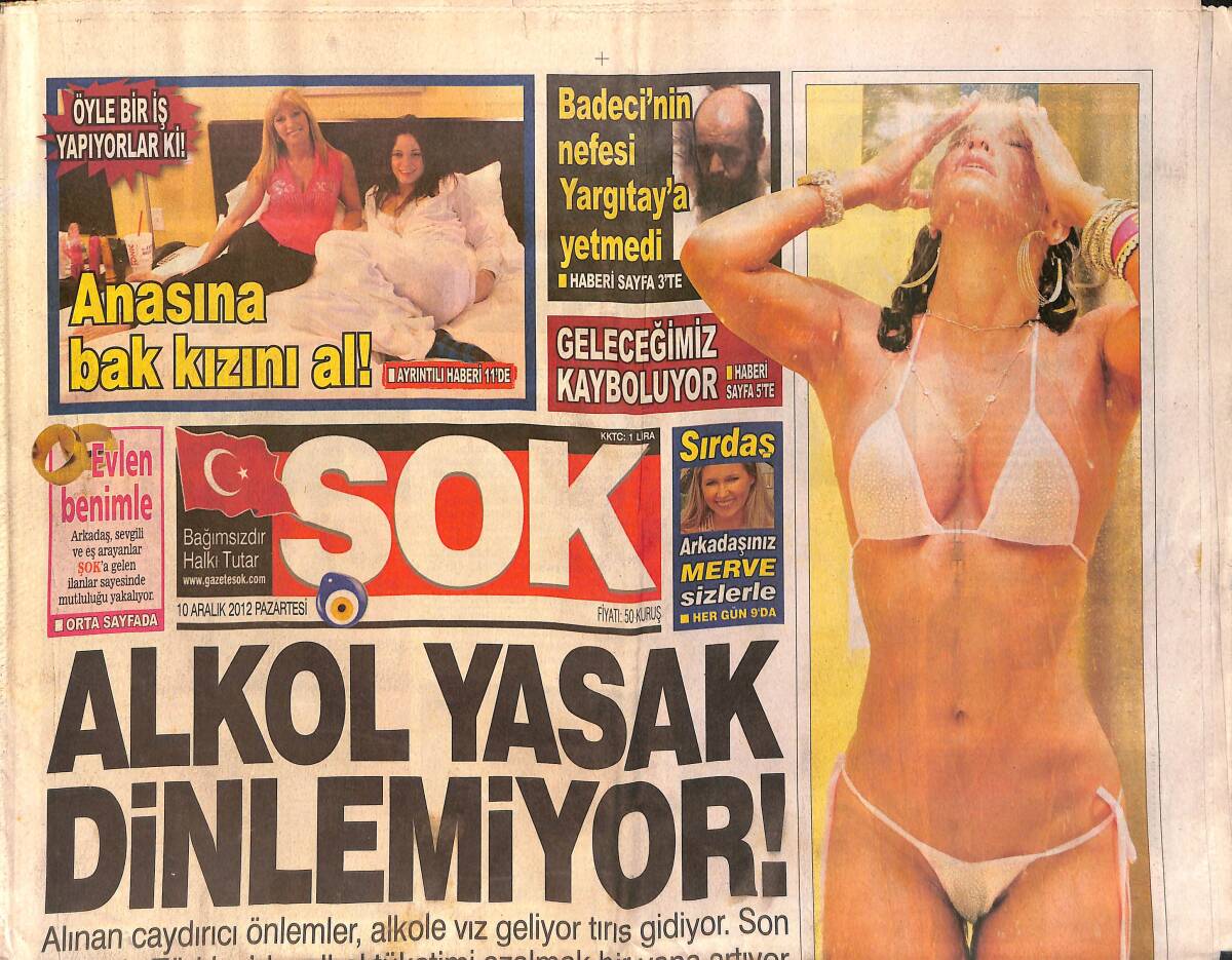 Şok Gazetesi 10 Aralık 2012 - Nur Yerlitaş'tan Dantelli Kefen - Mahsun Kırmızıgül, Orhan Baba İçin Sahnede GZ154893 - 1