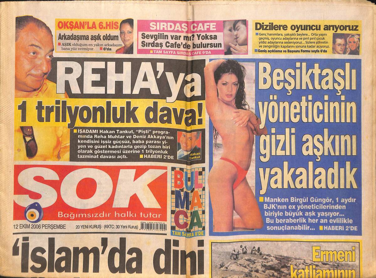 Şok Gazetesi 12 Ekim 2006 - Beşiktaşlı Yöneticinin Gizli Aşkını Yakaladık - İnzaghi'yi bitiren Kadın GZ136305 - 1