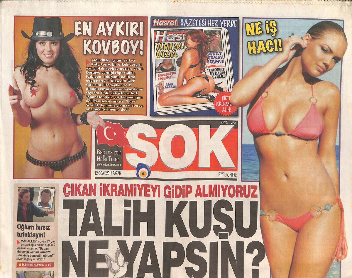 Şok Gazetesi 12 Ocak 2014 - Striptizci Kızlar Patronu Kaçırdı - 60 Yıldır Yıkanmıyor GZ136192 - 1