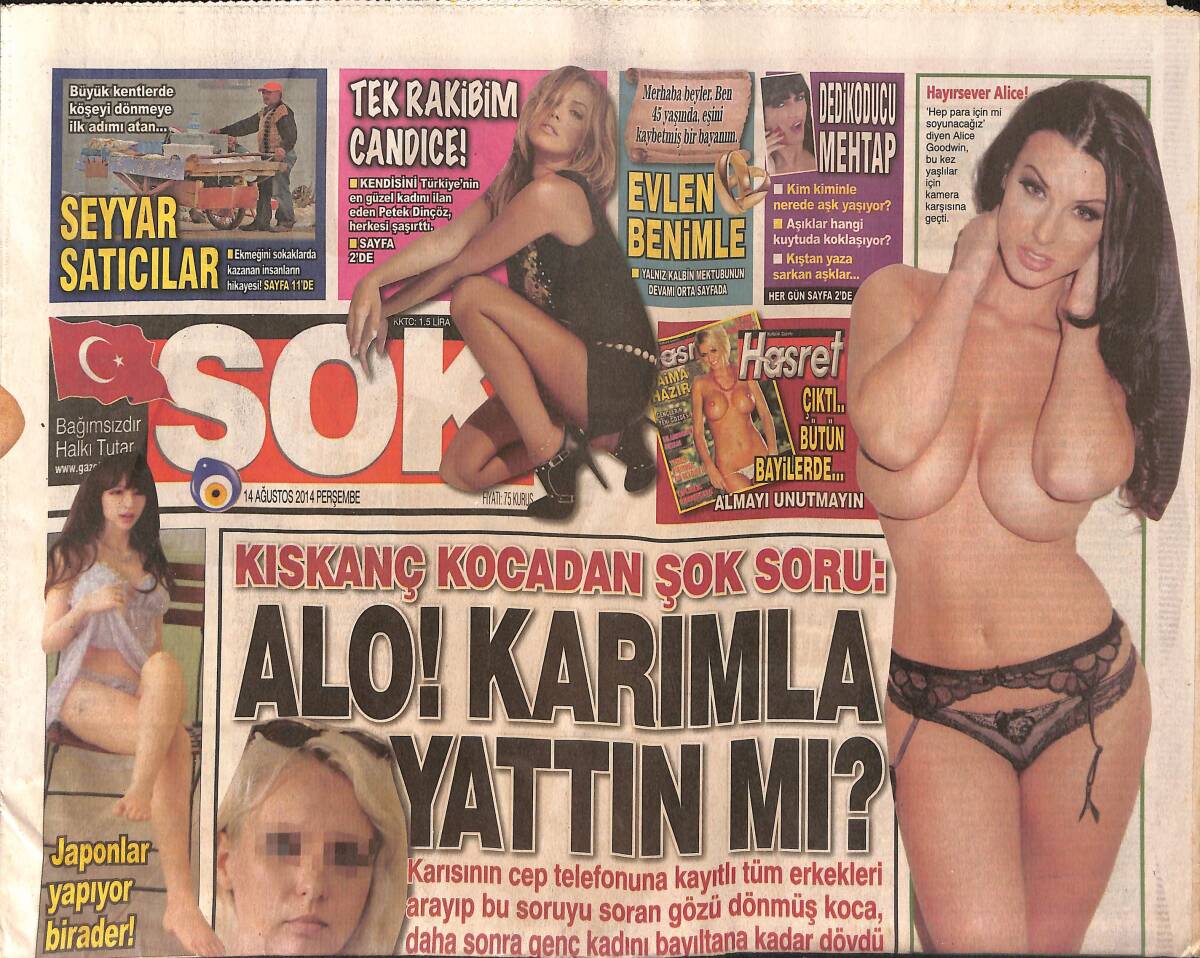 Şok Gazetesi 14 Ağustos 2014 - Şarkıcı Petek Dinçöz Kendini Türkiye'nin En Güzel Kadını İlan Etti GZ154838 - 1
