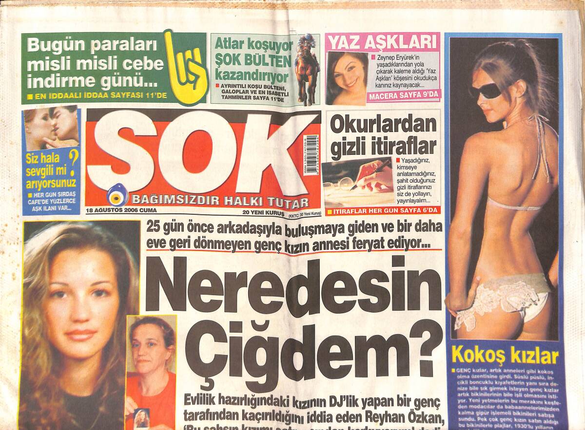 Şok Gazetesi 18 Ağustos 2006 - Demet Akalın Plaj Partilerinin Gözdesi - Çapkın Kaya Mizahçılara Malzeme Oldu GZ154827 - 1