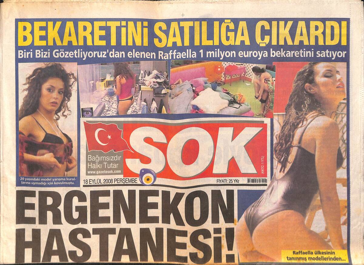 Şok Gazetesi 18 Eylül 2008 - Helin Avşar Yeni Çıkardığı Şarkısında Tıklanma Rekoru Beklerken Kimse İzlemedi- Fatih Ürek Sahnede Fermuarını Açık Unuttu GZ158482 - 1