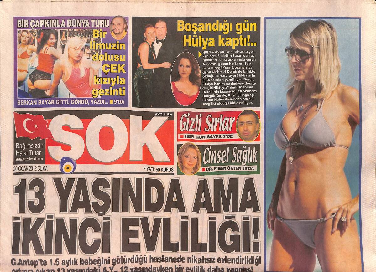 Şok Gazetesi 20 Ocak 2012 - Hülya Avşar'ın Mehmet Dereli İle Birlikte Olduğu Konuşuluyor - Tuğba Özay Kadeh Kaldırmak İçin Annesinde İzin Aldı GZ154828 - 1