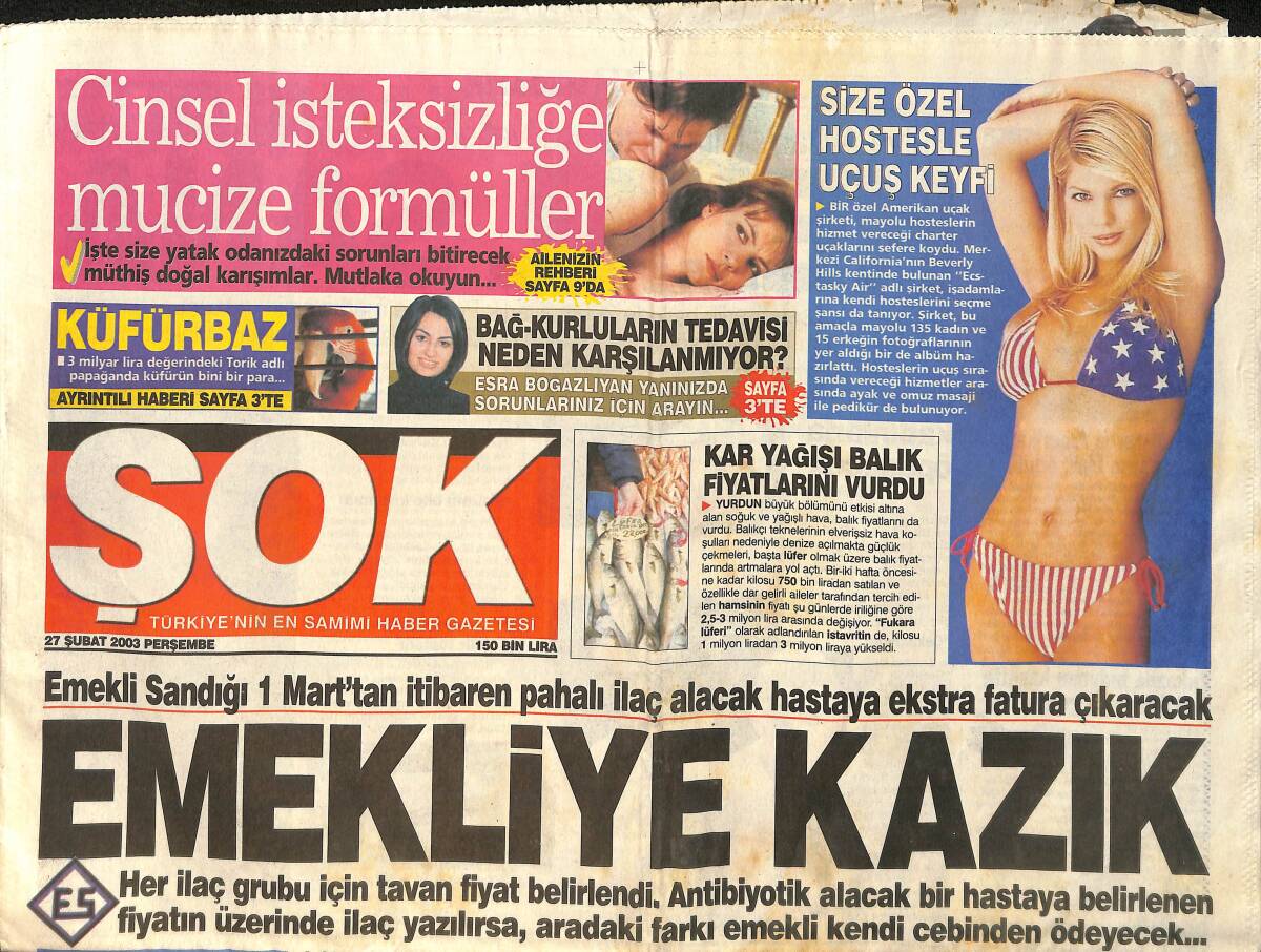 Şok Gazetesi 27 Şubat 2003 - Emekliye Kazık 