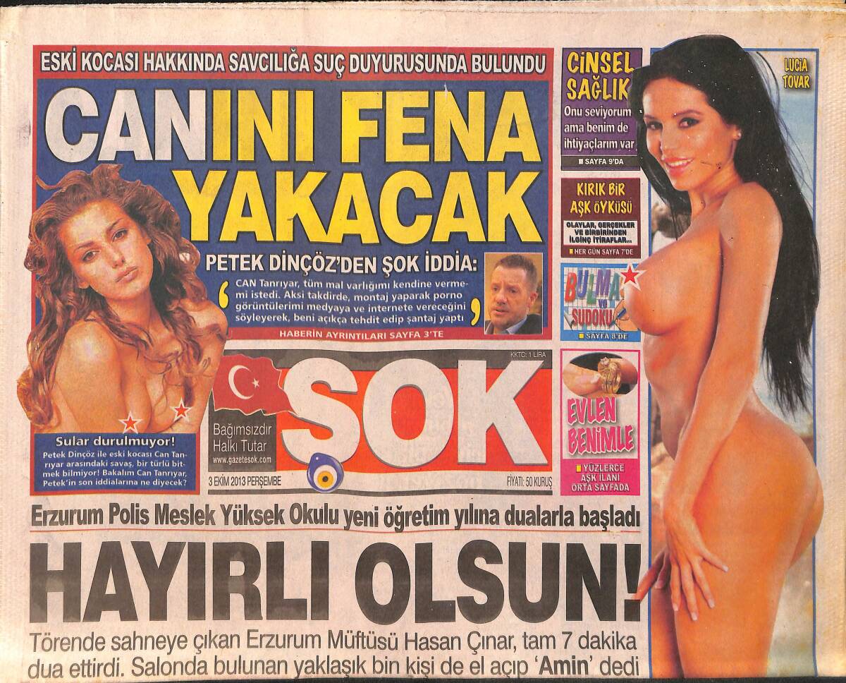 Şok Gazetesi 3 Ekim 2013 - Petek Dinçöz Eski Kocası Can Tanrıyar Tarafından Tehdit Edildiğini Söyledi -Mehmet Haberal TBMM Yemin Edip Görevine Başladı GZ158480 - 1
