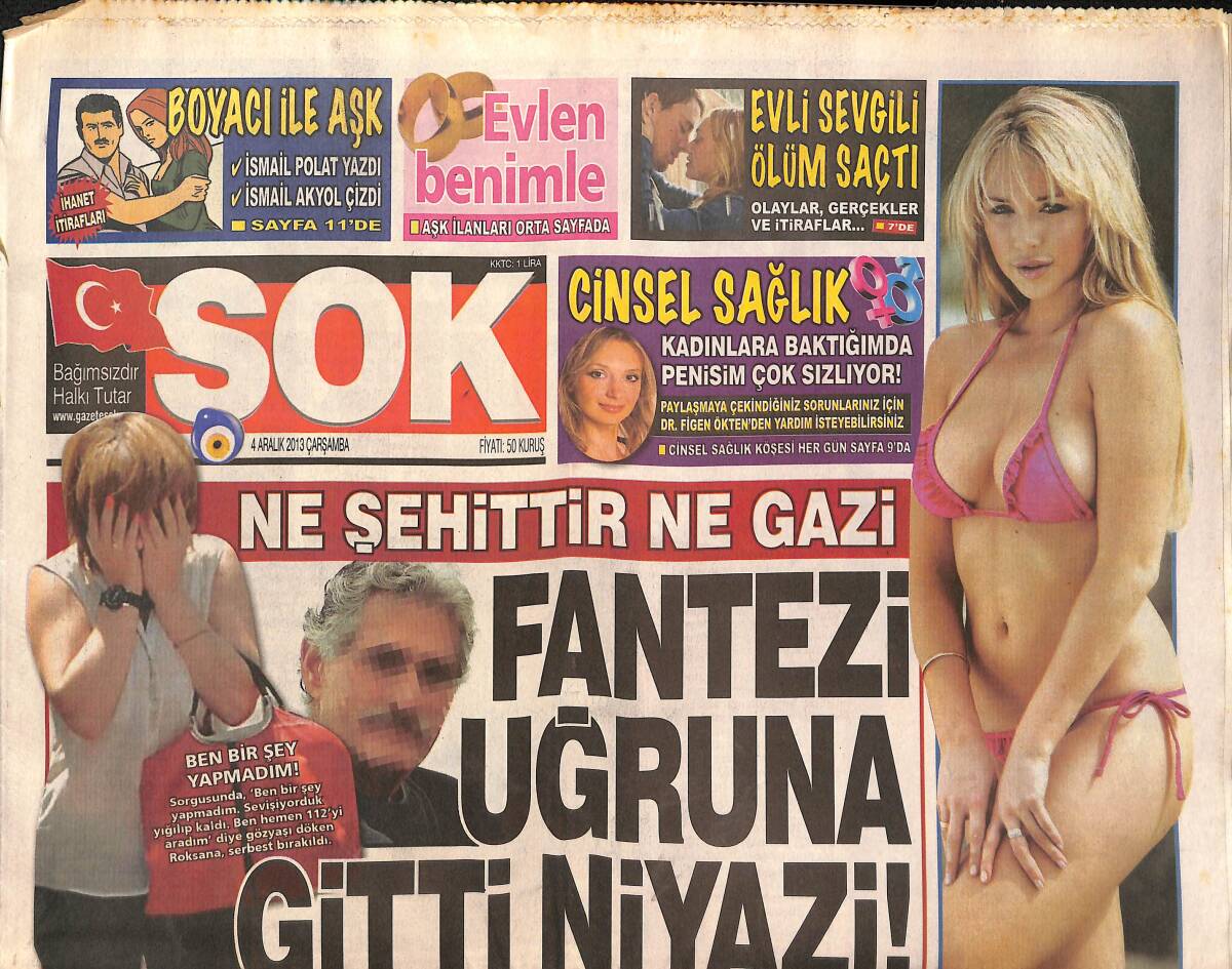 Şok Gazetesi 4 Aralık 2013 - Ayşegül Yıldız; Ben Ezik Değilim! - Caner Erkin; Sıkıntı Yok Mutluyuz! GZ136065 - 1