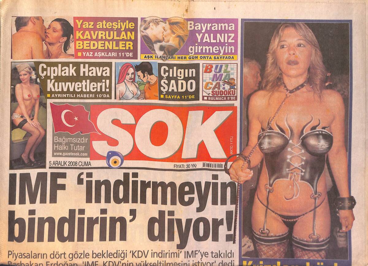 Şok Gazetesi 5 Aralık 2008 - Fatih Ürek: Müjde Ar'ı Da Öpeceğim - Minik Serçe'den Dev Konser GZ154829 - 1