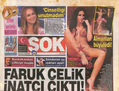 Şok Gazetesi 8 Mayıs 2013 - Oyuncu Saruhan Hünel,İş Dünyasına Atıldı - Ebru Gündeşin Kocası Günayı Kapattı GZ106529 - 1