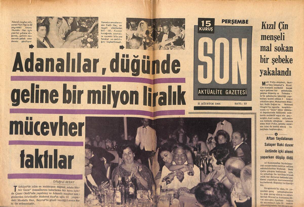 Son Aktüalite Gazetesi 11 Ağustos 1966 - Kızıl Çin Menşeli Mal Sokan Bir Şebeke Yakalandı GZ149645 - 1