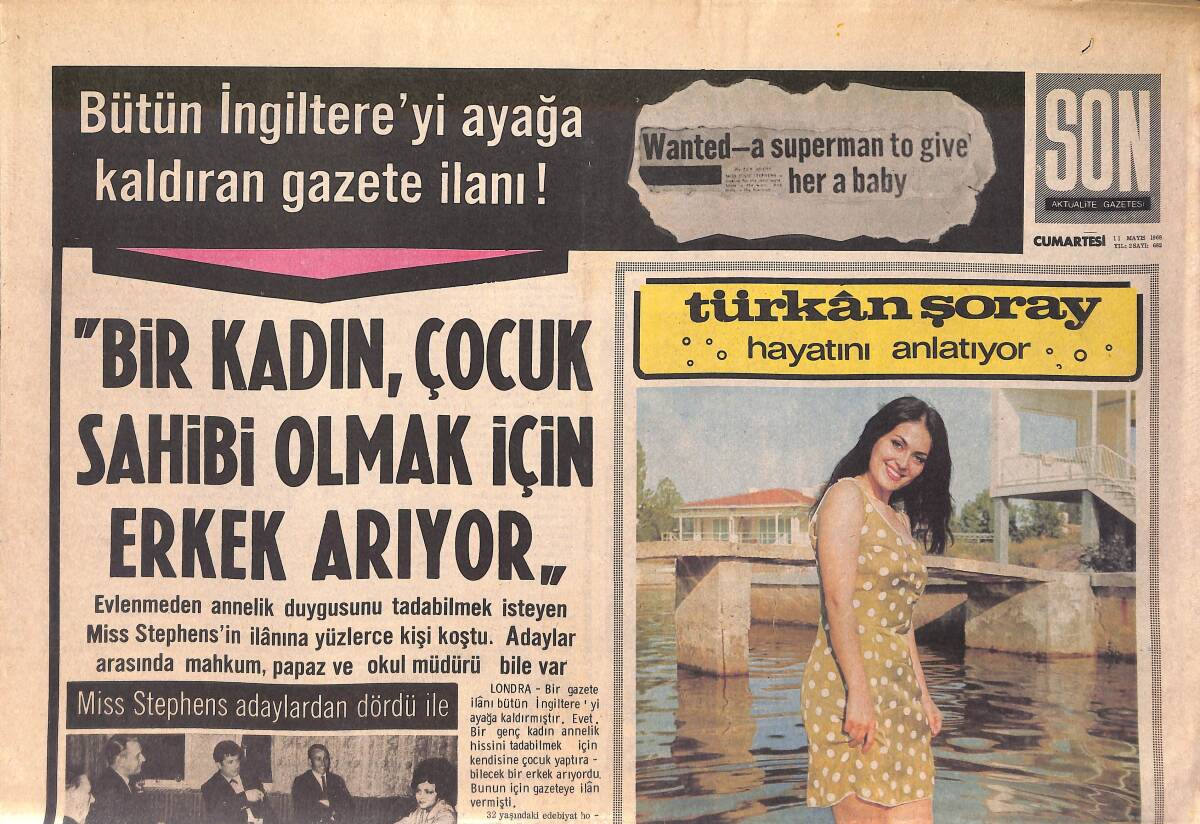 Son Aktüalite Gazetesi 11 Mayıs 1968 - Türkan Şoray: Yıllarca Kuran Kursuna Devam Ettim - Eva Aulin Amerikan Donanmasını Birbirine Kattı GZ156480 - 1