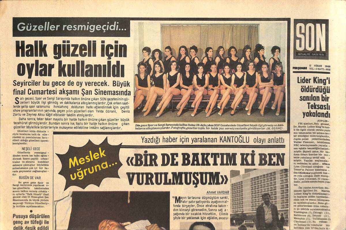 Son Aktüalite Gazetesi 11 Nisan 1968 - Türkan Şoray Teselliyi Avrupa'ya Gitmekle Buldu - Halk Güzeli İçin Oylar Kullanıldı GZ156755 - 1