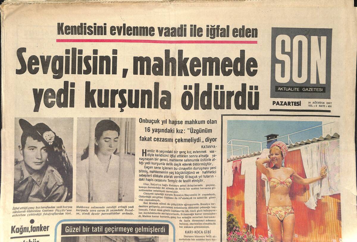 Son Aktüalite Gazetesi 14 Ağustos 1967 - Şadıman Ayşın'ın Evi Polis Kordonu Altında: Bir Şahıs Gece Yatak Odasına Girip Onu Seyrediyor GZ156482 - 1