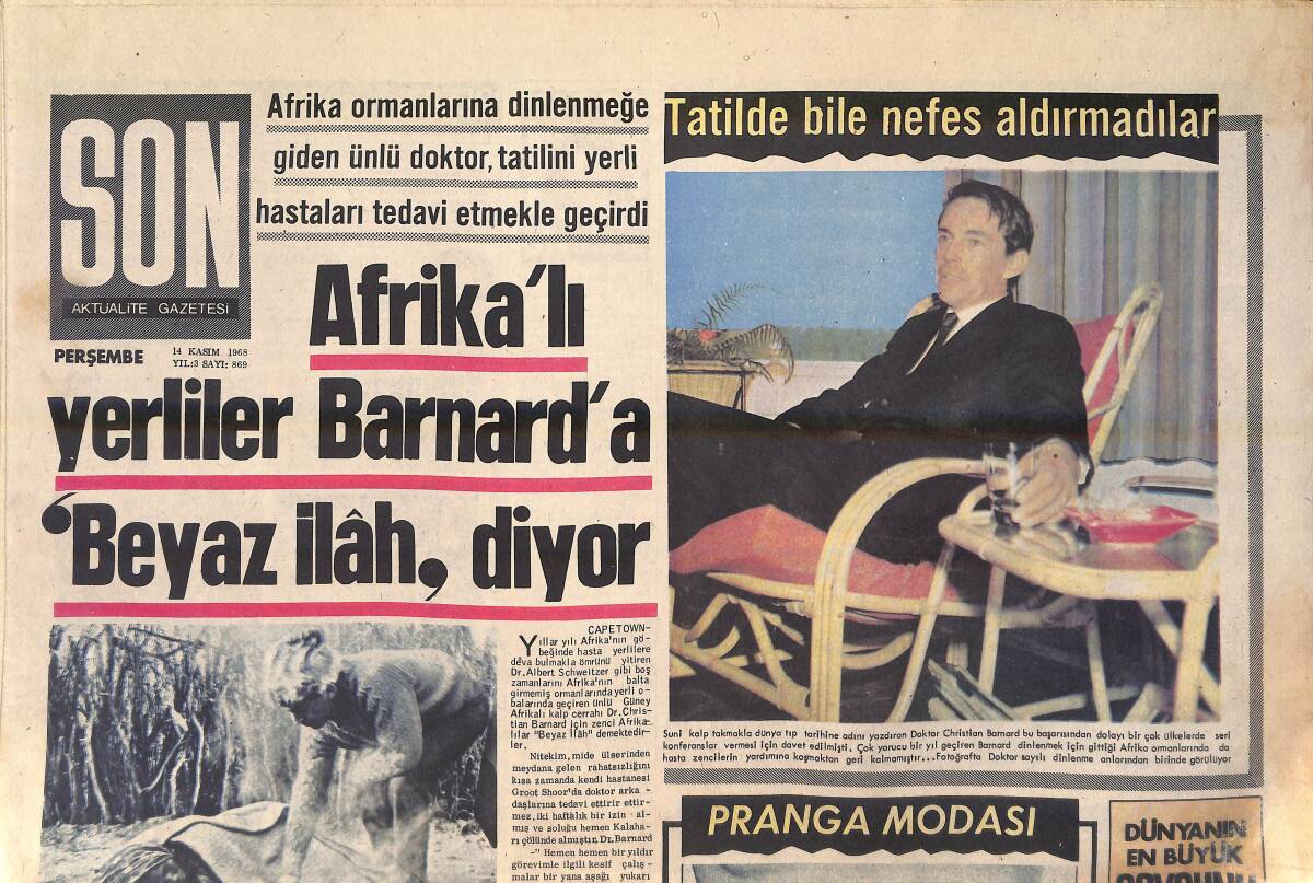 Son Aktüalite Gazetesi 14 Kasım 1968 - Afrikalı Yerliler Barnard'a Beyaz İlah Diyor - Dünyanın En Büyük Soygunu GZ156496 - 1