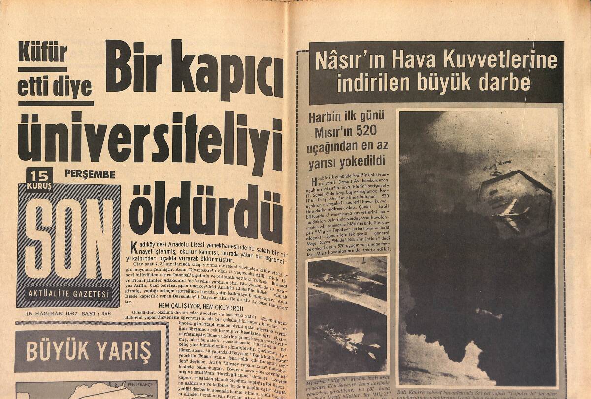 Son Aktüalite Gazetesi 15 Haziran 1967 - Nasır'ın Hava Kuvvetlerine İndirilen Büyük Darbe GZ149637 - 1