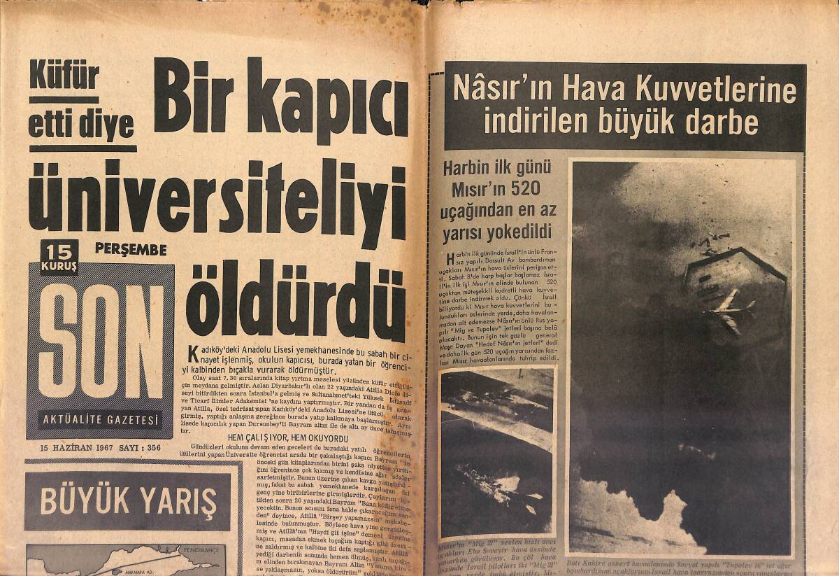Son Aktüalite Gazetesi 15 Haziran 1967 - Nasır'ın Hava Kuvvetlerine İndirilen Büyük Darbe GZ149639 - 1