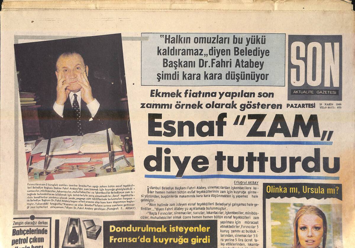 Son Aktüalite Gazetesi 18 Kasım 1968 - Olinka Mı Ursula Mı - Salvador Dali De Sıra Bekleyenler Arasında GZ156502 - 1