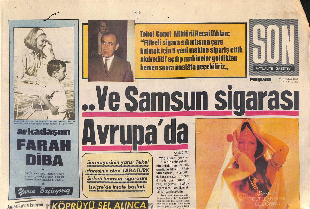 Son Aktüalite Gazetesi 19 Aralık 1968 - Ve Samsun Sigarası Avrupa'da - Alibeyköy Halkı 25 Kuruşa Sandalla Karşıya Geçiyor GZ156793 - 1