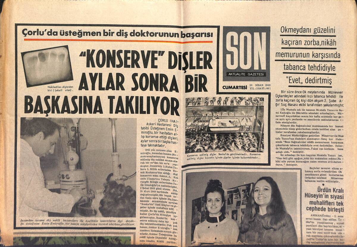 Son Aktüalite Gazetesi 20 Nisan 1968 - Oya Plak Yüksel Özel Reklamı - Arapkir'in Asmalarında Hâlâ Üzüm Salkımları Var GZ149636 - 1