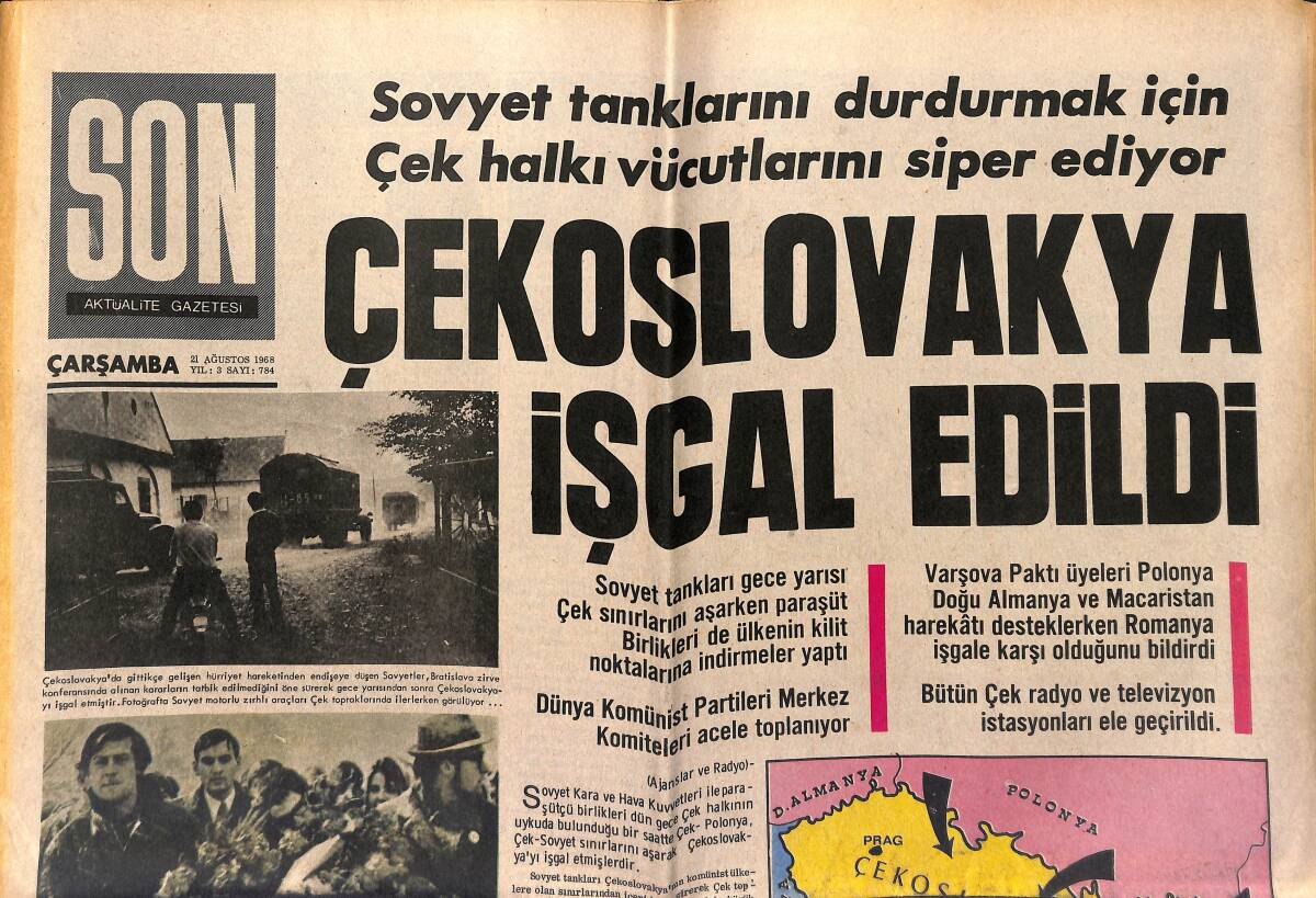 Son Aktüalite Gazetesi 21 Ağustos 1968 - Son Olaylar Ve Varşova Paktı... GZ149383 - 1