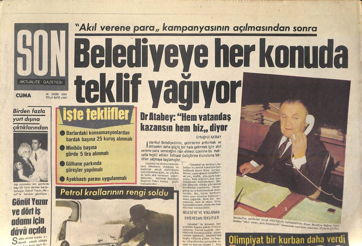 Son Aktüalite Gazetesi 25 Ekim 1968 - Gönül Yazar Ve Dört İş Adamı İçin Dava Açıldı - Mireille Darc, Evlenmekten Ödü Kopuyor GZ156486 - 1