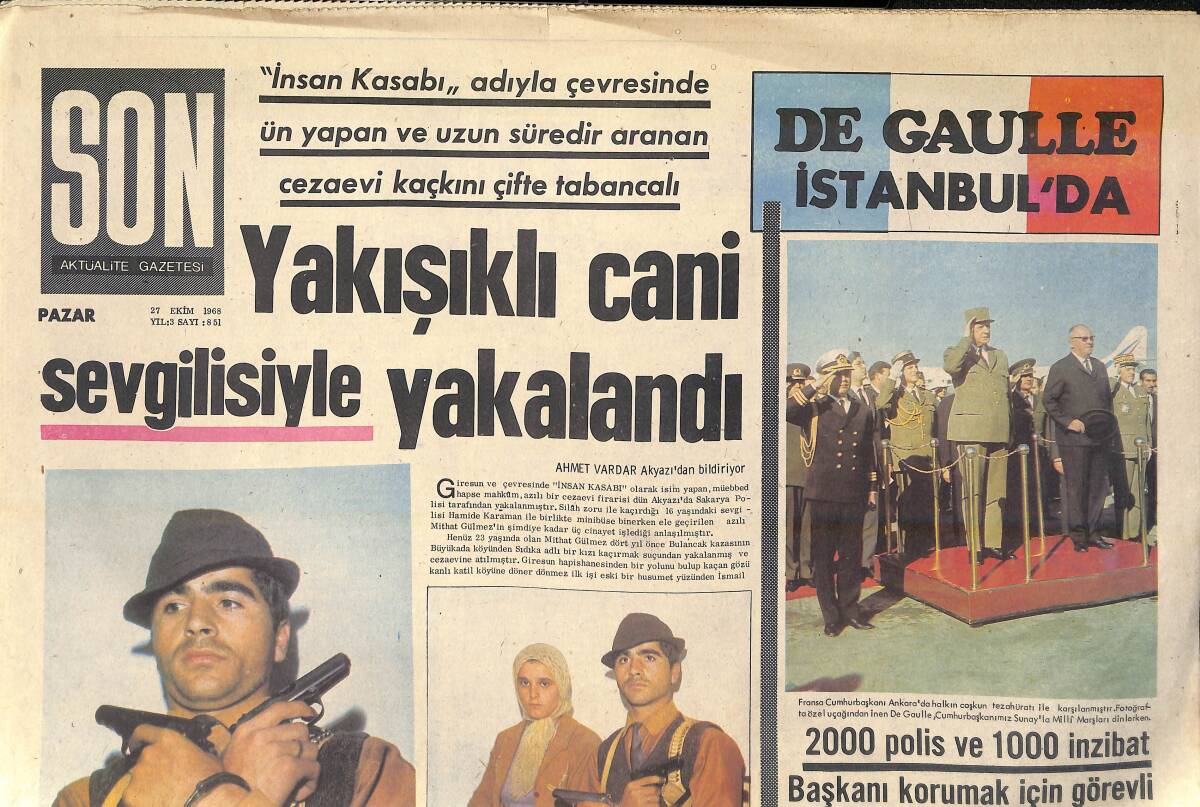 Son Aktüalite Gazetesi 27 Ekim 1968 - De Gaulle İstanbul'da - Küçük Acarlar Son Yolculuğuna Kucakta Çıktılar GZ156485 - 1