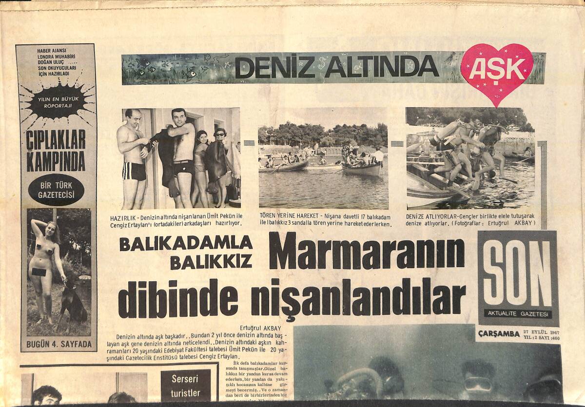 Son Aktüalite Gazetesi 27 Eylül 1967 - Çıplaklar Kampında Bir Türk Gazeteci - Bedri Rahmi'nin 20 Tonluk Panosu Yüzünden Az Daha NATO Binası Çöküyordu GZ156778 - 1