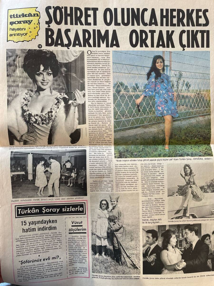 Son Aktüalite Gazetesi 27 Mayıs 1968 - Türkan Şoray: Şöhret Olunca Herkes Başarıma Ortak Çıktı GZ156554 - 2