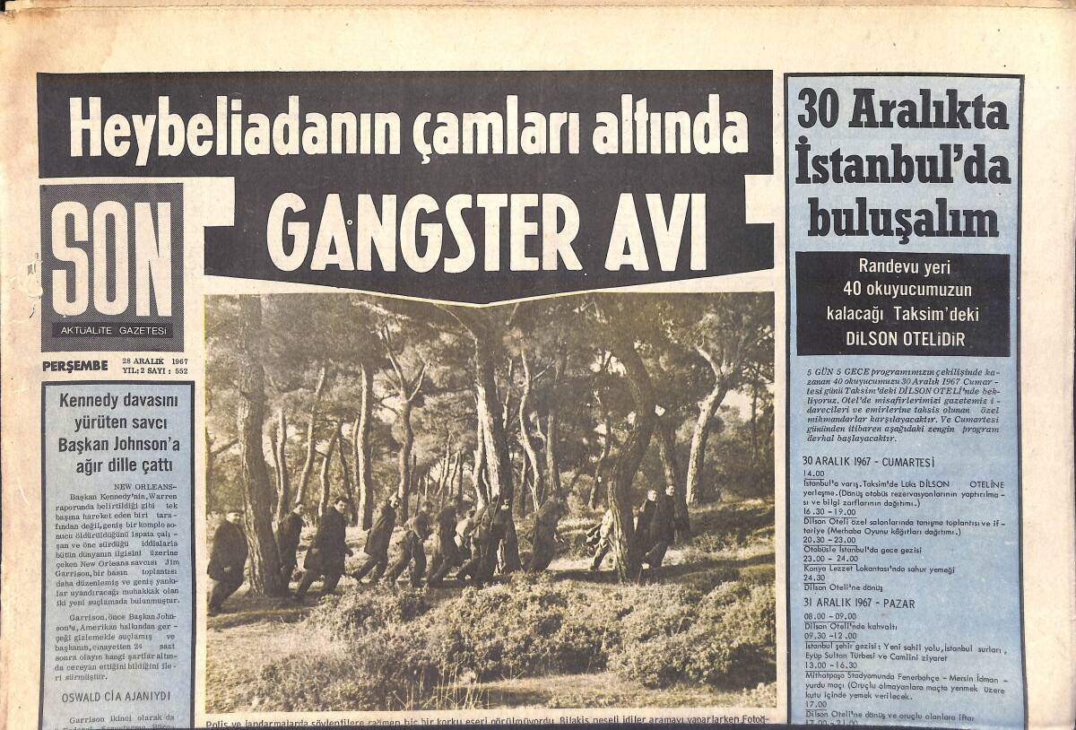 Son Aktüalite Gazetesi 28 Aralık 1967 - Heybeliada'nın Çamları Altında Gangster Avı: Altı Gündür Hiçbir İz Bulunamadı GZ156473 - 1
