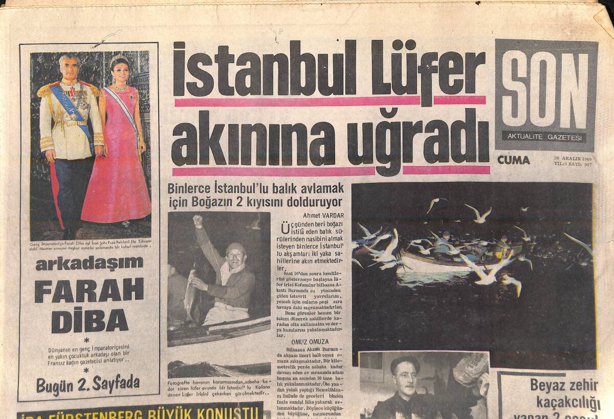 Son Aktüalite Gazetesi 29 Aralık 1968 - Arkadaşım Farah Diba - İstanbul Lüfer Akımına Uğradı GZ156794 - 1