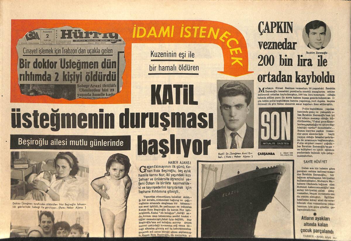 Son Aktüalite Gazetesi 3 Nisan 1968 - İzmir'de, Ege Güzelleri Seçildi - 1968 Türkiye Güzellik Yarışması Finalistti 