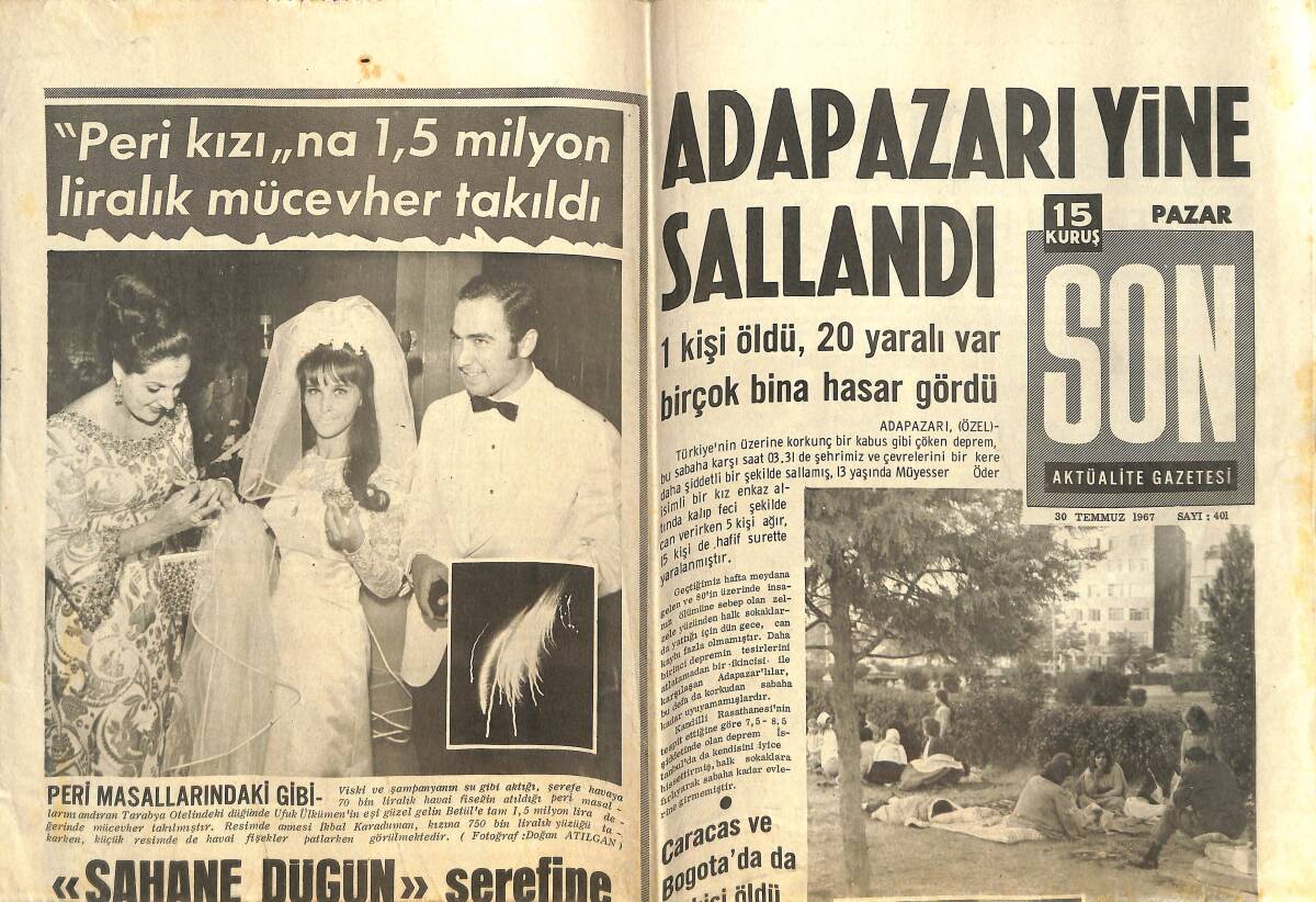 Son Aktüalite Gazetesi 30 Temmuz 1967 - Adapazarı Yine Sallandı - Caracas Ve Bogota'da Da 29 Kişi Öldü! GZ142196 - 1