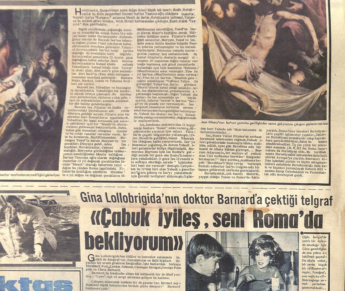 Son Aktüalite Gazetesi 5 Aralık 1968 - Nilüfer Koçyiğit'in Bademcikleri Alındı - Gina Lollobrigida'nın Doktor Barnard'a Çektiği Telgraf GZ156535 - 2
