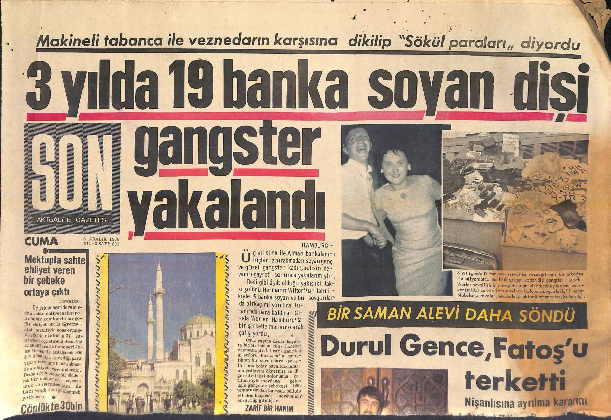 Son Aktüalite Gazetesi 6 Aralık 1968 - Durul Gence Fatoş'u Terk Etti - Brigitta Pretty Kenya'da Çevrilecek Türk Filminin Başrolünde GZ156534 - 1