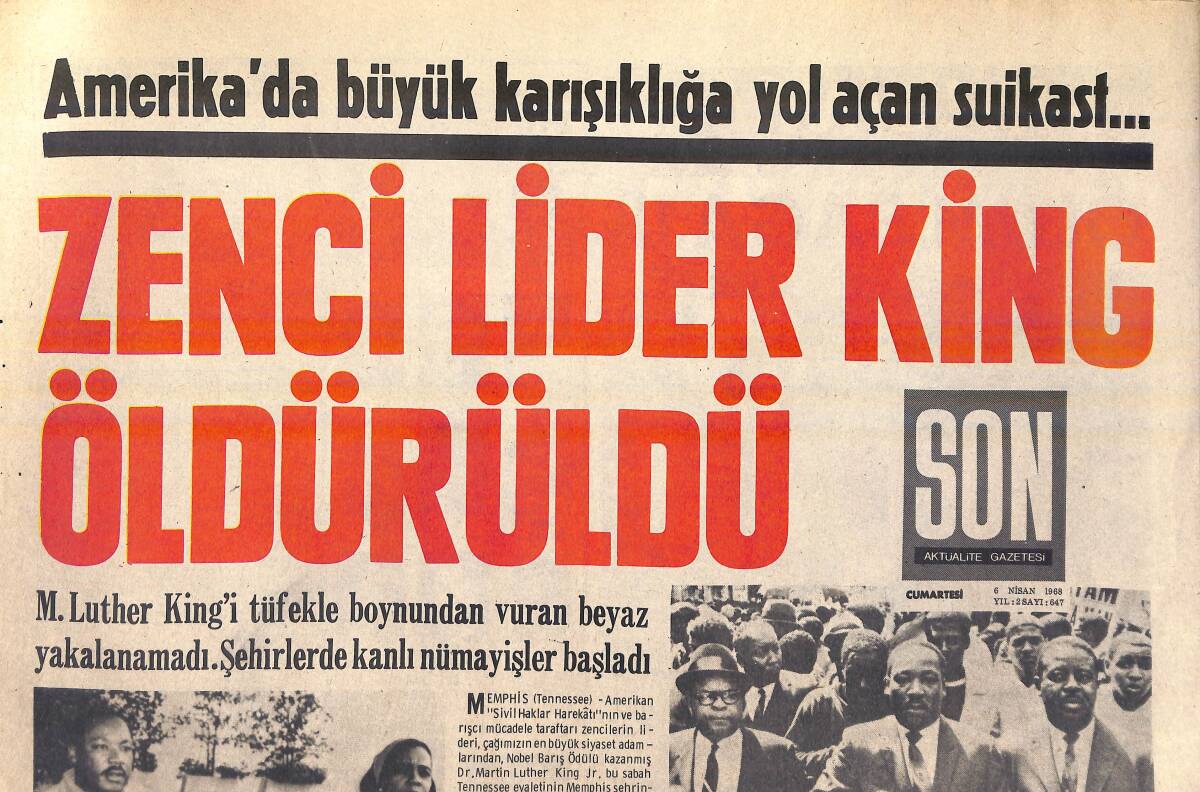Son Aktüalite Gazetesi 6 Nisan 1968 - Zenci Lider King Öldürüldü: Dr. Martin Luther King Jr. GZ156813 - 1