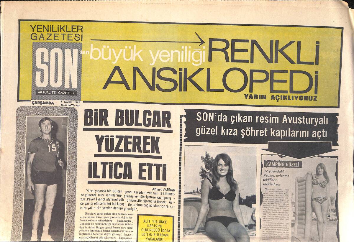 Son Aktüalite Gazetesi 8 Kasım 1967 - Neşe Yazıcıgil Türkiye'yi Temsil Edebilmek İçin Bol Bol Yemek Yiyecek - Anıtkabir'de Nişan GZ156738 - 1
