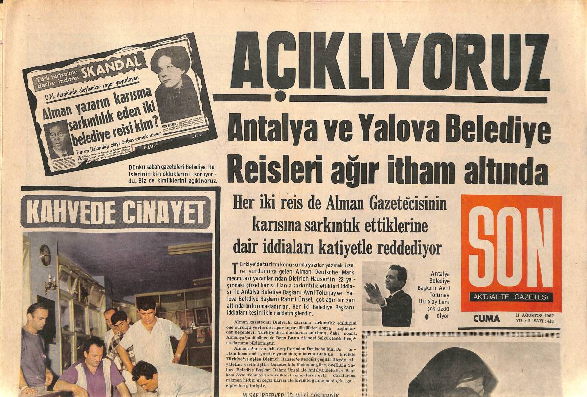Son Aktüalite Gazetesi Cuma Eki 11 Ağustos 1967 - Antalya Ve Yalova Belediye Reisleri Ağır İtham Altında GZ157995 - 1